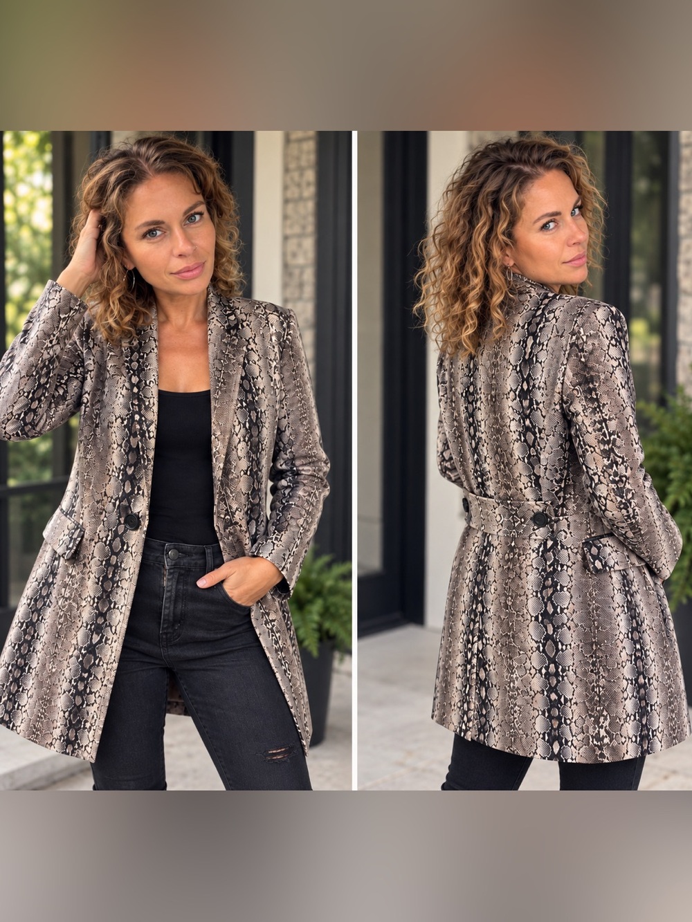 BLANKNYC Snakeskin Faux Suede Longline Coat Jacket Size S